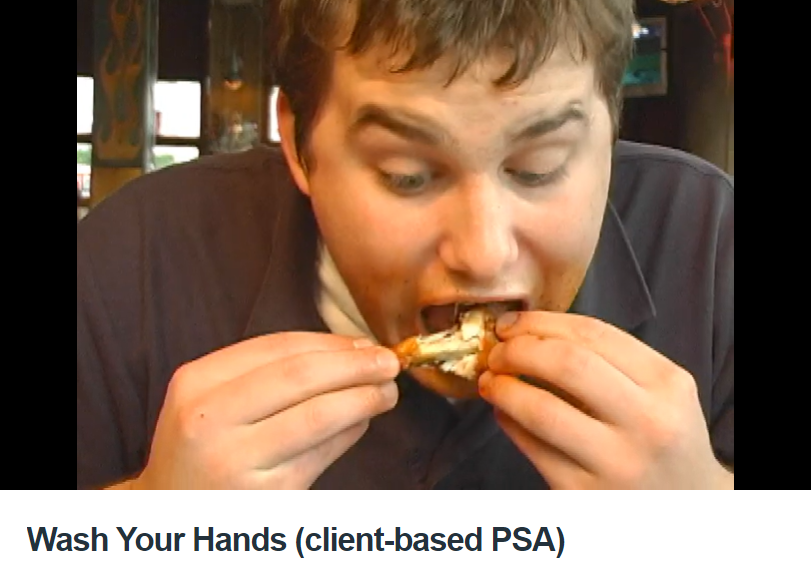 Student eating with hands - Wash your hands (client based PSA)